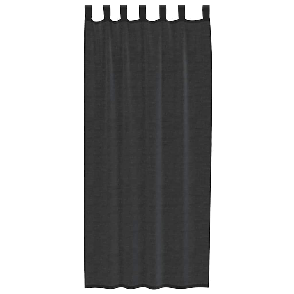 Voile Vorhänge mit Stangentaschen 2 Stk. Schwarz
