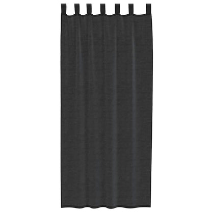Voile Vorhänge mit Stangentaschen 2 Stk. Schwarz