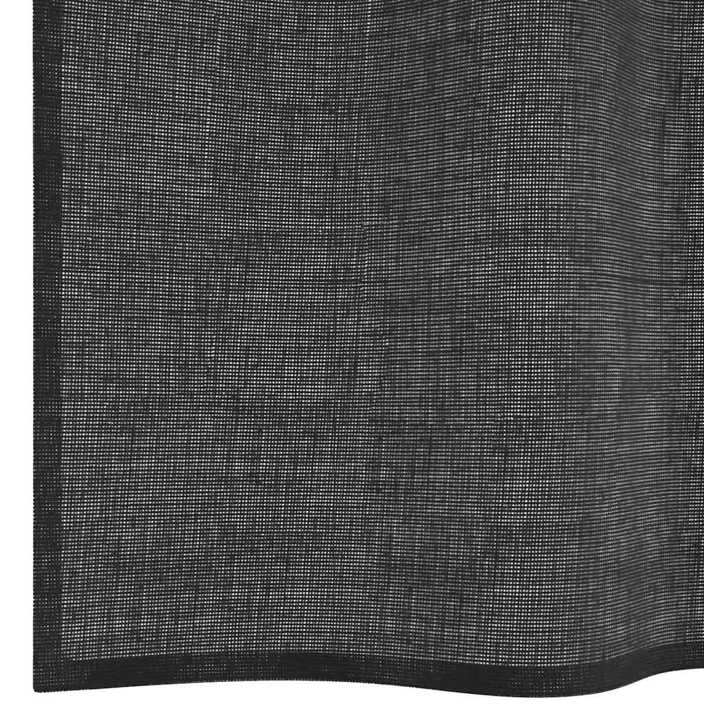 Voile Vorhänge mit Stangentaschen 2 Stk. Schwarz