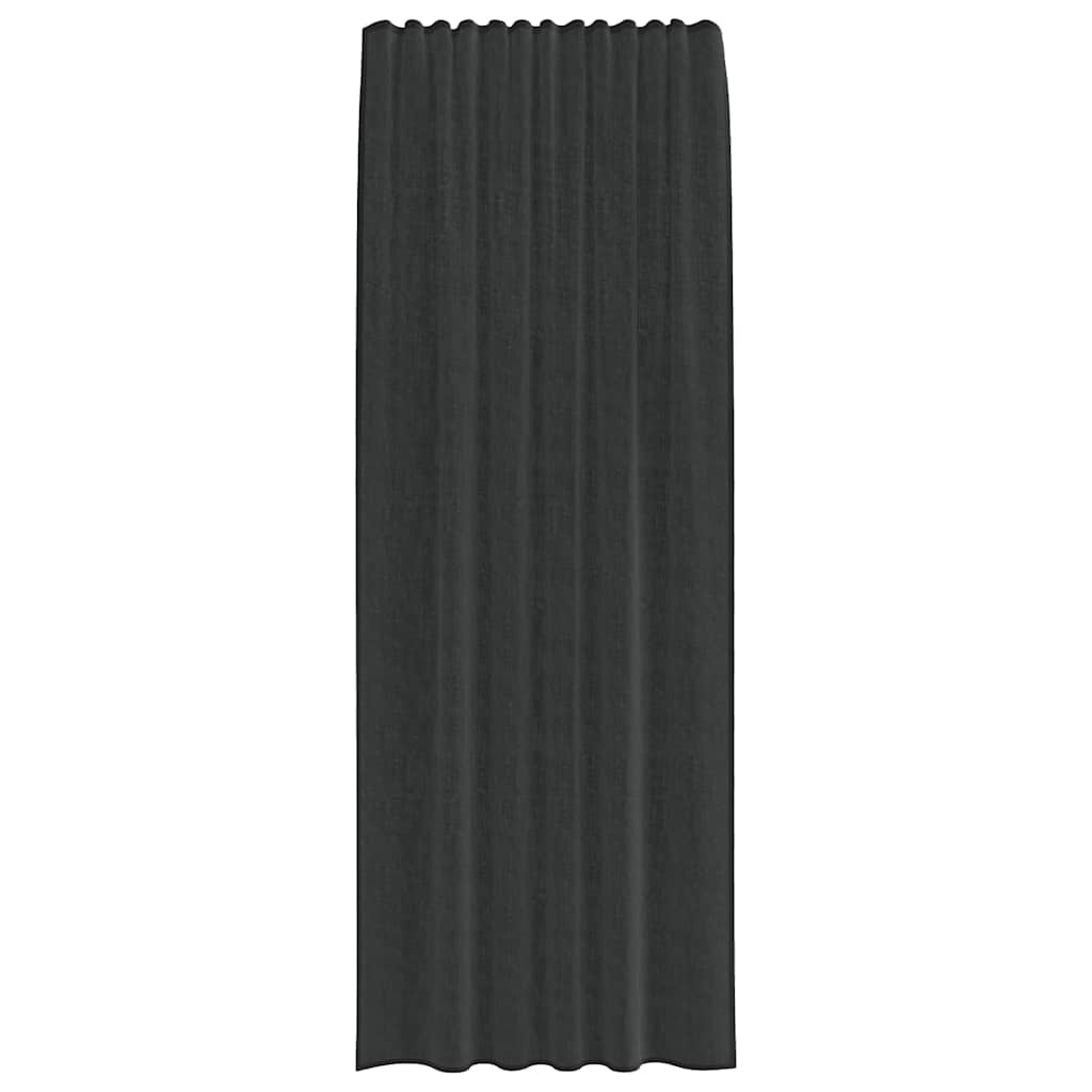 Voile Vorhänge mit Stangentaschen 2 Stk. Schwarz