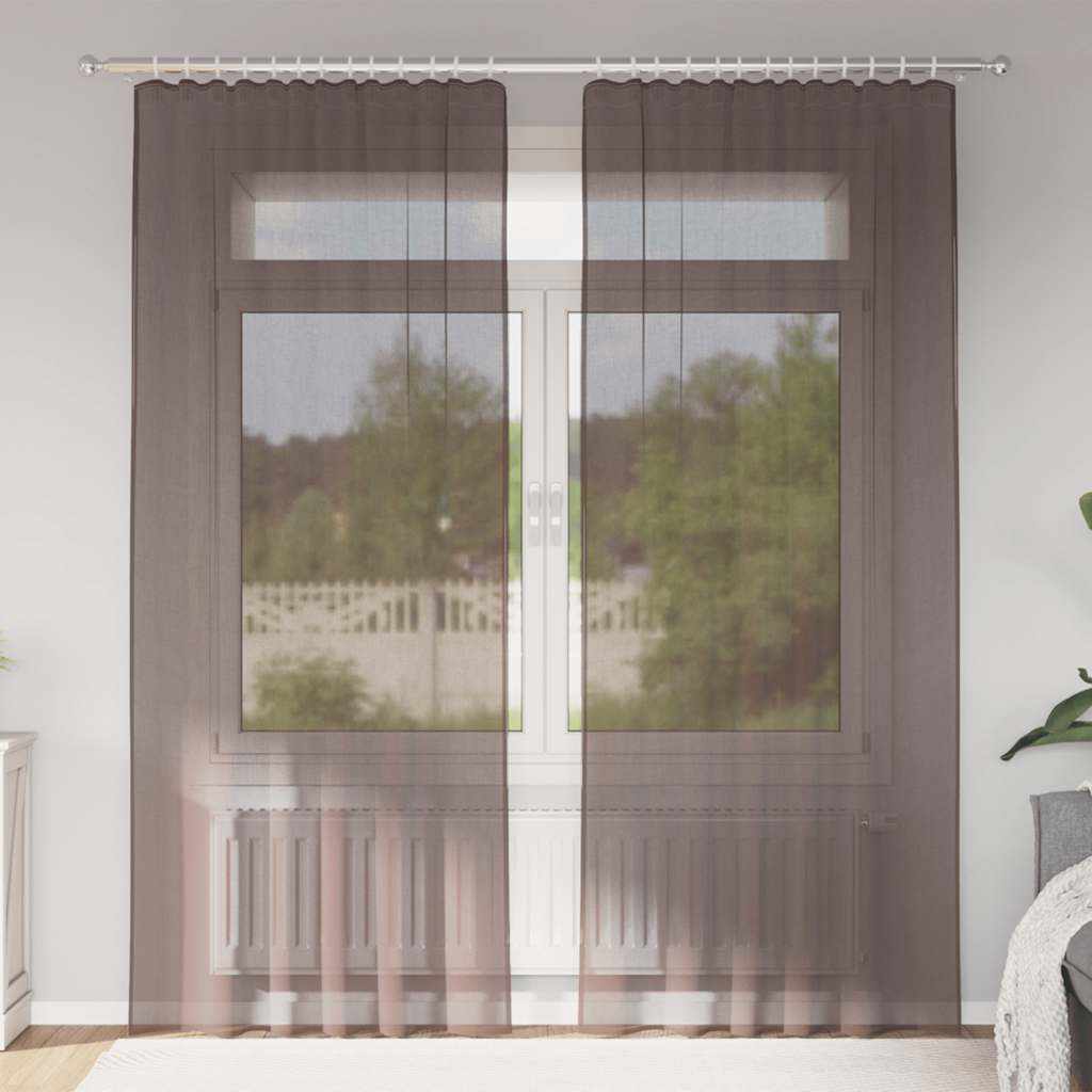 Voile Vorhänge mit Stangentaschen 2 Stk. Braun