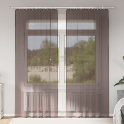 Voile Vorhänge mit Stangentaschen 2 Stk. Braun