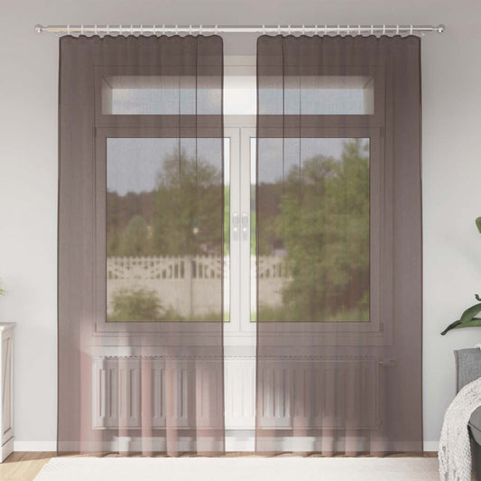 Voile Vorhänge mit Stangentaschen 2 Stk. Braun