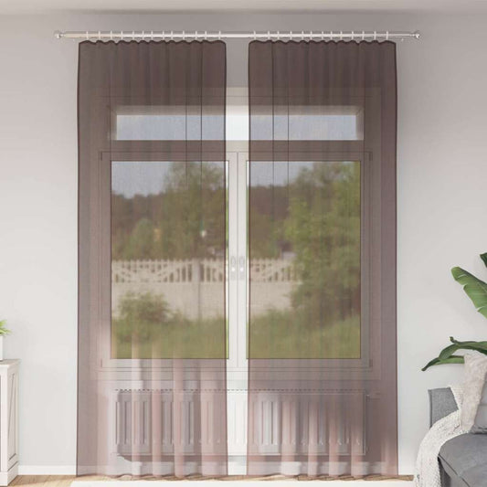 Voile Vorhänge mit Stangentaschen 2 Stk. Braun