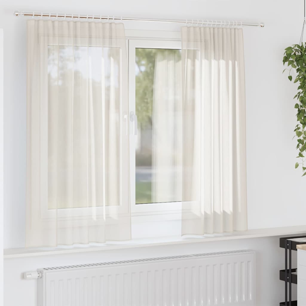 Voile Vorhänge mit Stangentaschen 2 Stk. Creme