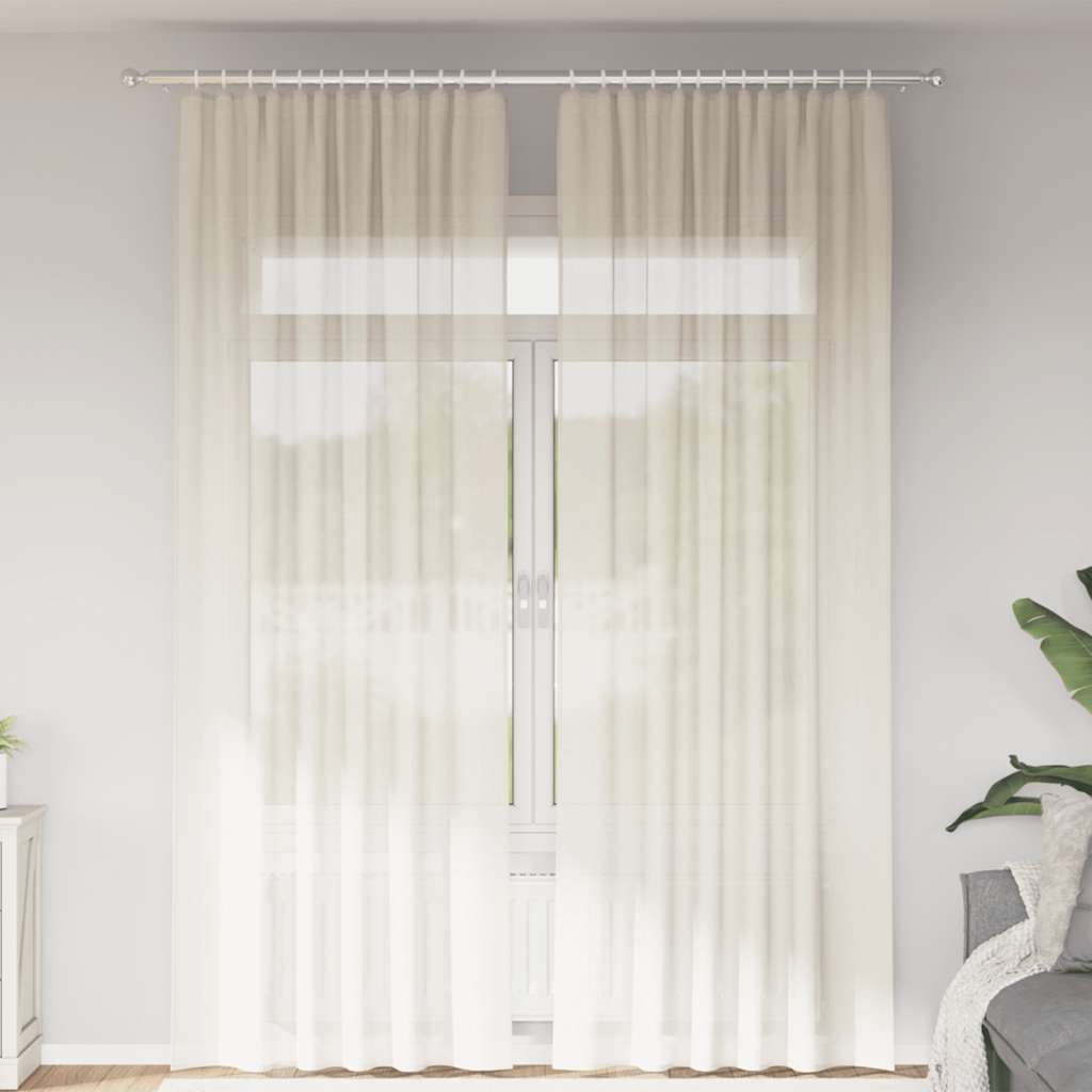 Voile Vorhänge mit Stangentaschen 2 Stk. Creme