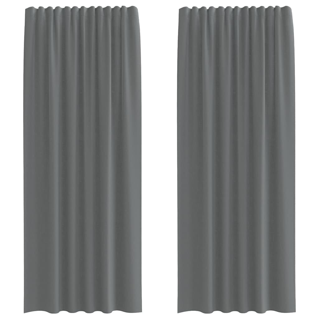 Voile Vorhänge mit Stangentaschen 2 Stk. Dunkelgrau