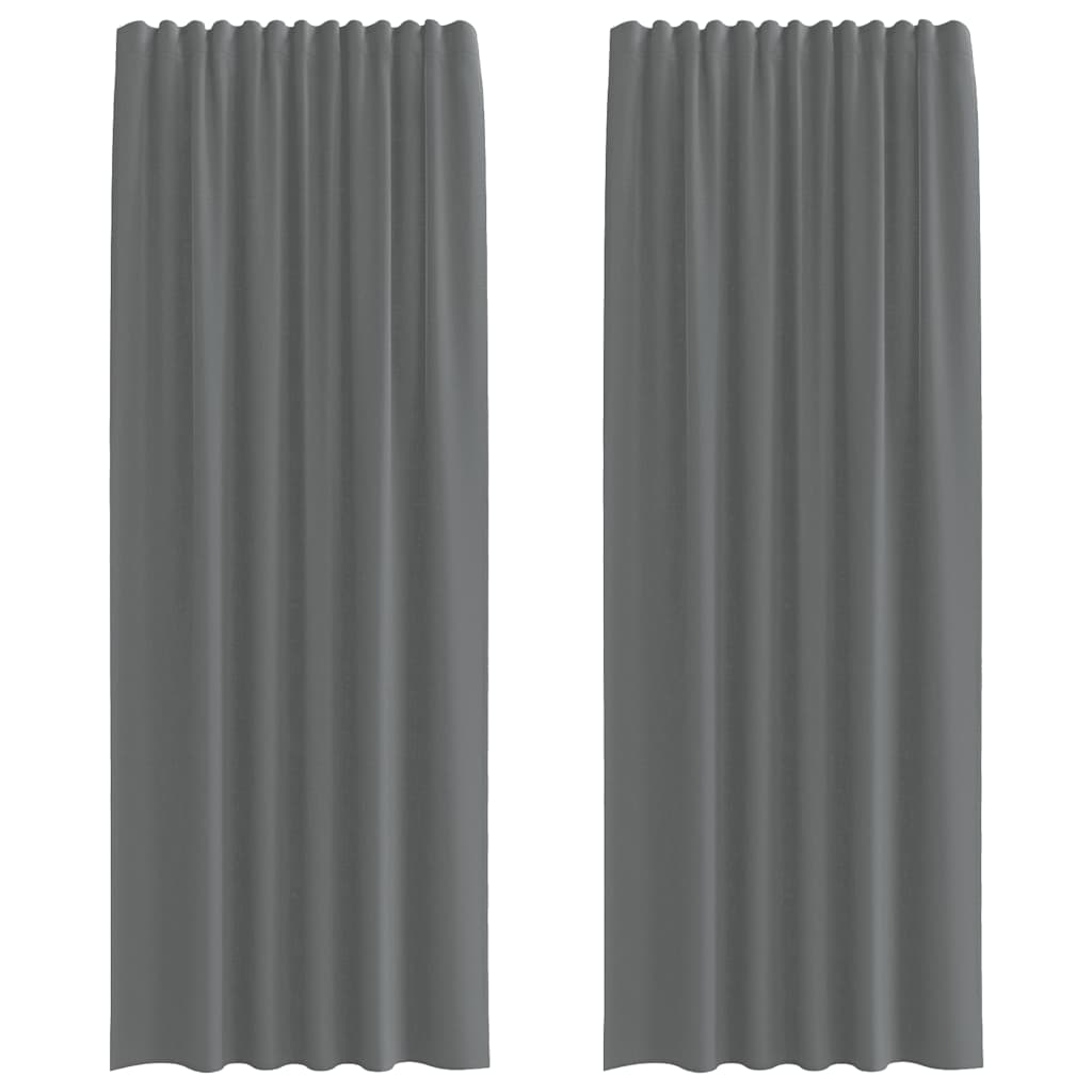 Voile Vorhänge mit Stangentaschen 2 Stk. Dunkelgrau
