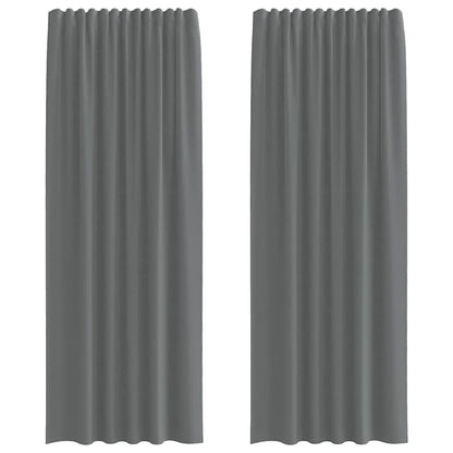 Voile Vorhänge mit Stangentaschen 2 Stk. Dunkelgrau