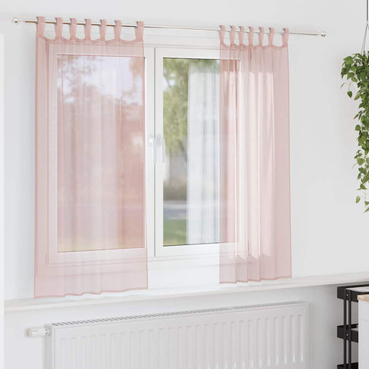 Voile Vorhänge mit Stangentaschen 2 Stk. Hellrosa
