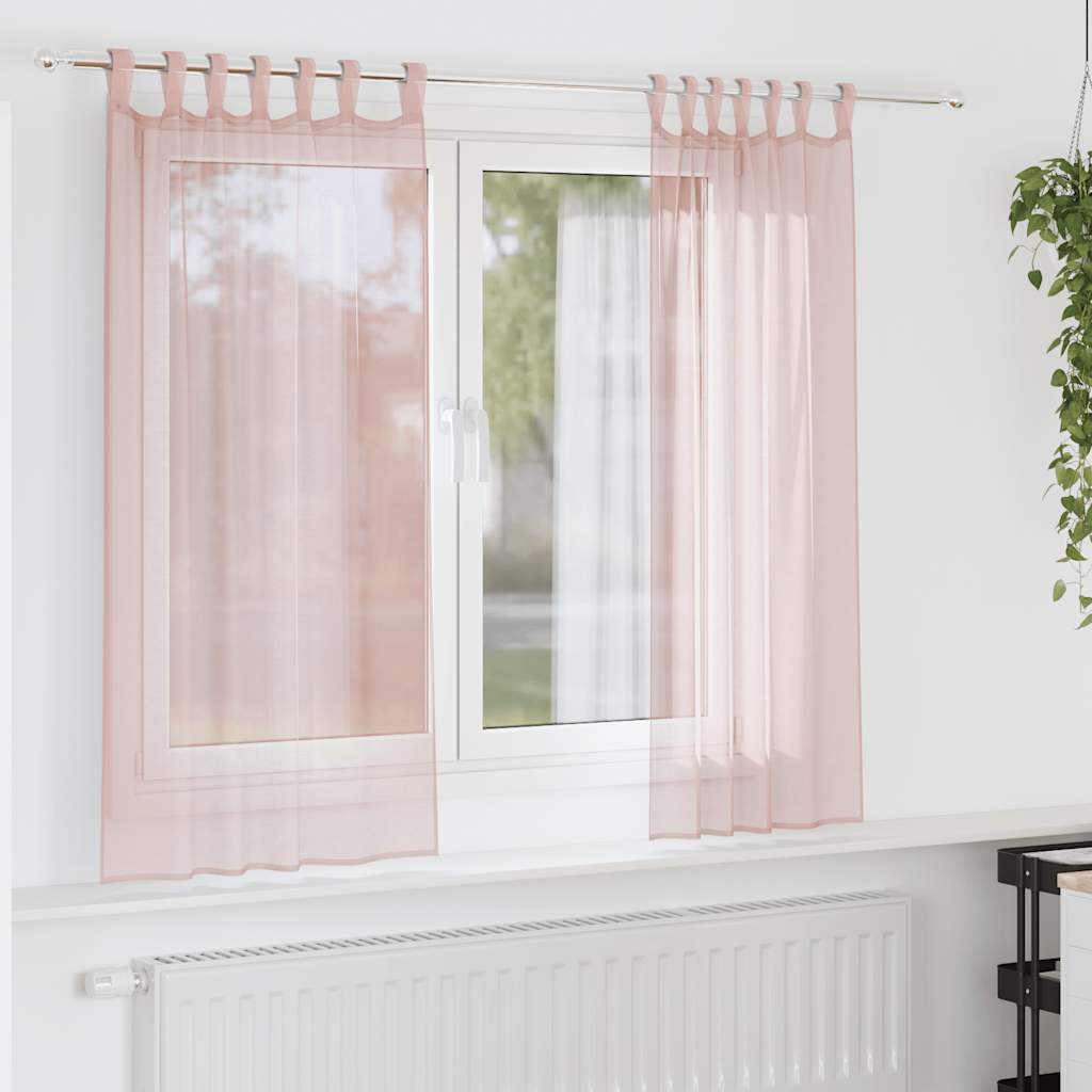 Voile Vorhänge mit Stangentaschen 2 Stk. Hellrosa