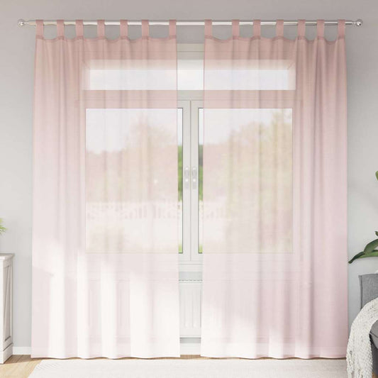Voile Vorhänge mit Stangentaschen 2 Stk. Hellrosa