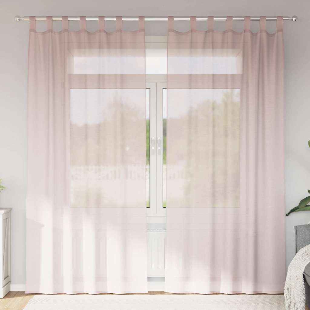 Voile Vorhänge mit Stangentaschen 2 Stk. Hellrosa