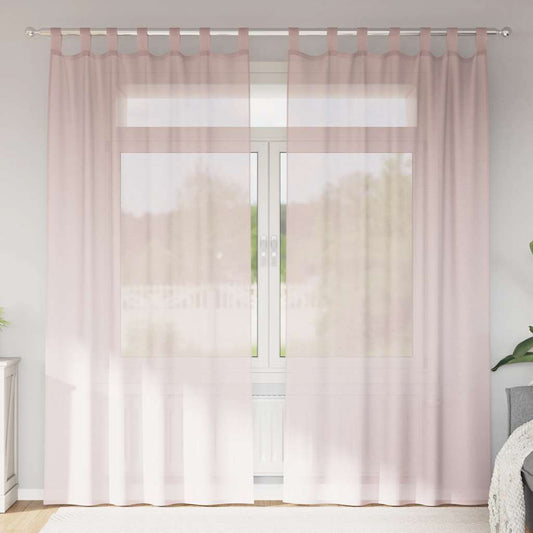 Voile Vorhänge mit Stangentaschen 2 Stk. Hellrosa