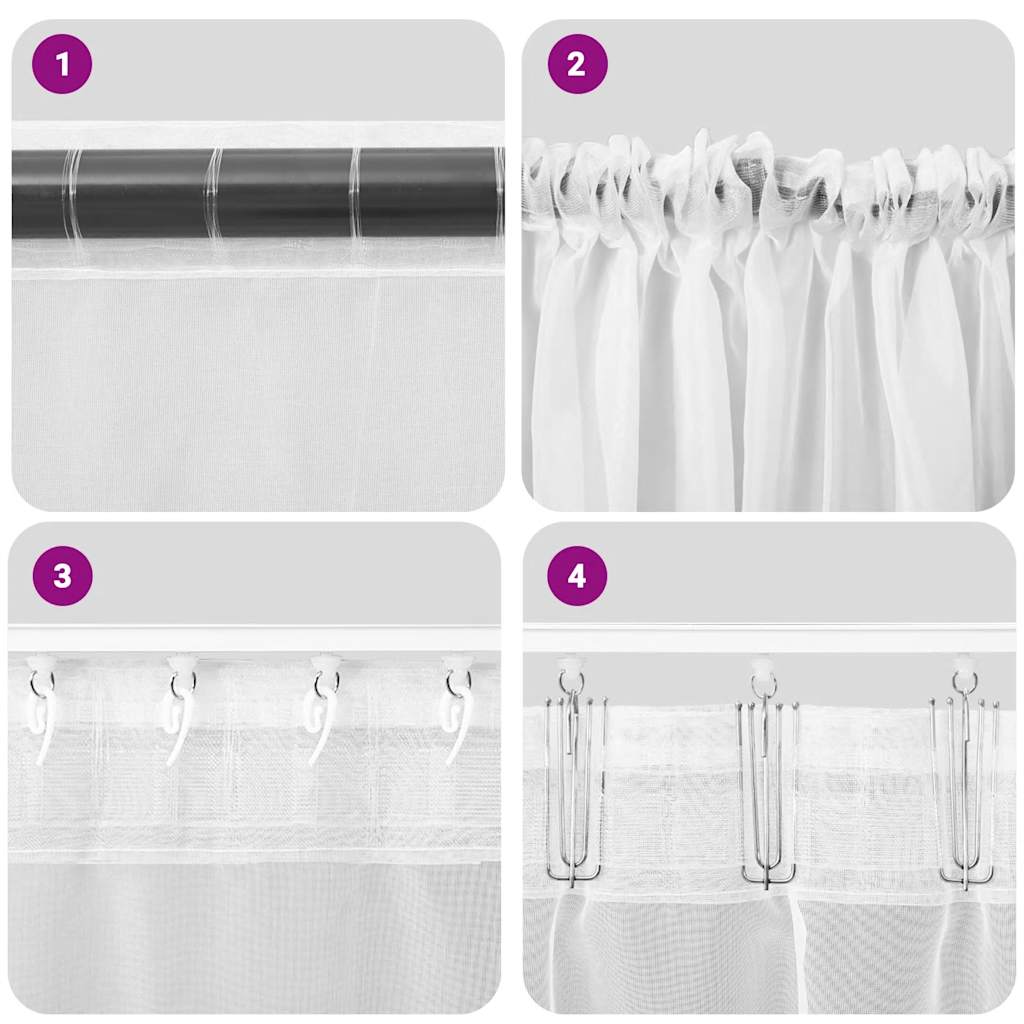 Voile Vorhänge mit Stangentaschen 2 Stk. Hellrosa
