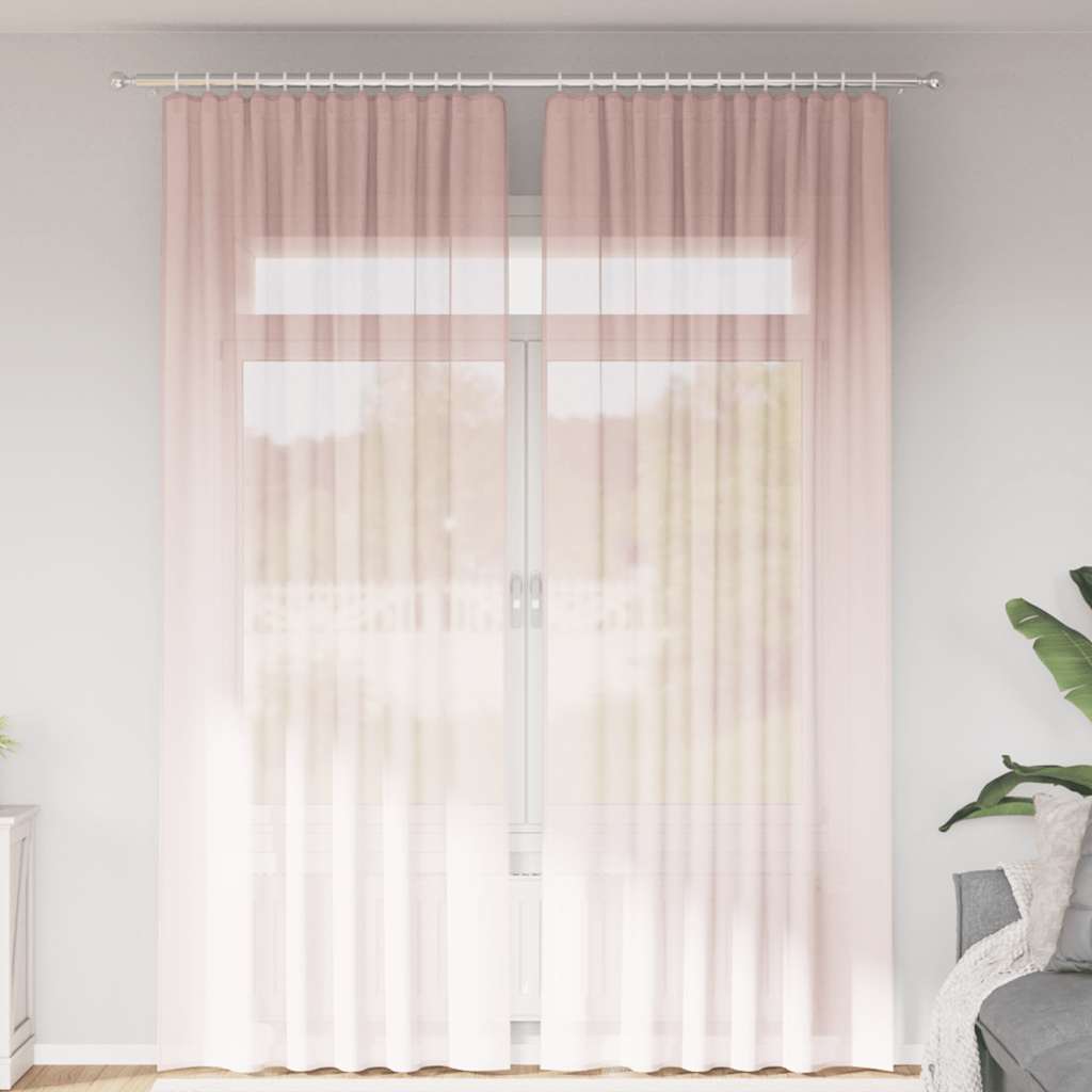 Voile Vorhänge mit Stangentaschen 2 Stk. Hellrosa