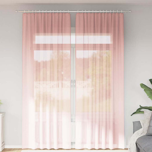 Voile Vorhänge mit Stangentaschen 2 Stk. Rosa
