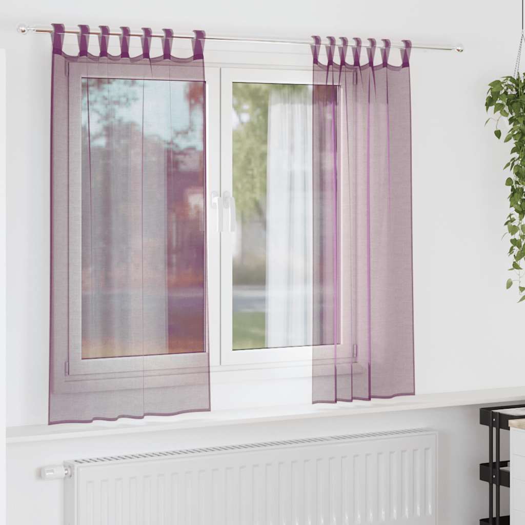 Voile Vorhänge mit Stangentaschen 2 Stk. Lila