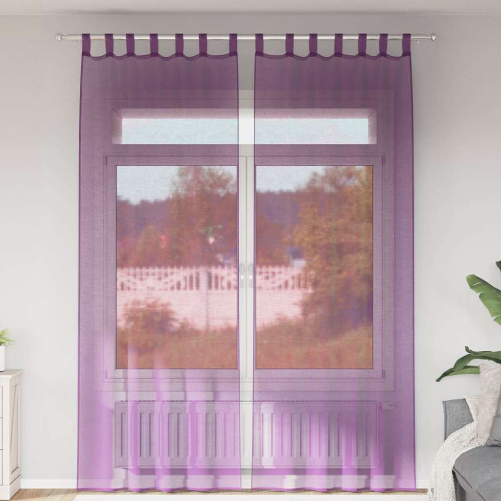 Voile Vorhänge mit Stangentaschen 2 Stk. Lila