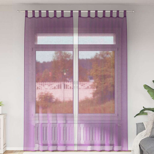 Voile Vorhänge mit Stangentaschen 2 Stk. Lila