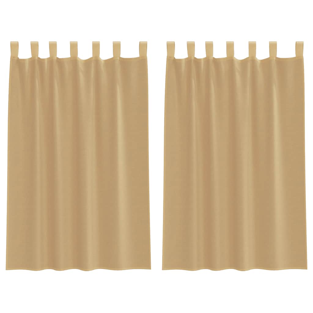Voile Vorhänge mit Stangentaschen 2 Stk. Sandfarbe