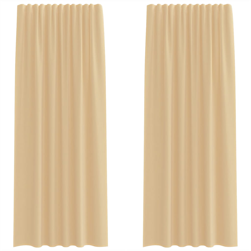 Voile Vorhänge mit Stangentaschen 2 Stk. Sandfarbe
