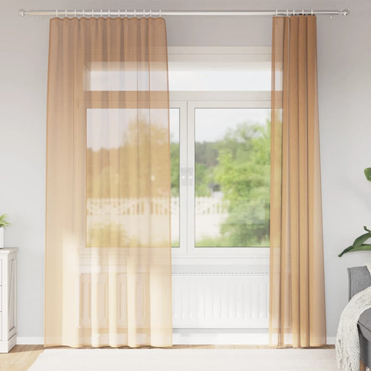 Voile Vorhänge mit Stangentaschen 2 Stk. Sandfarbe