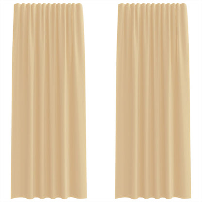 Voile Vorhänge mit Stangentaschen 2 Stk. Sandfarbe