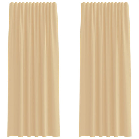 Voile Vorhänge mit Stangentaschen 2 Stk. Sandfarbe