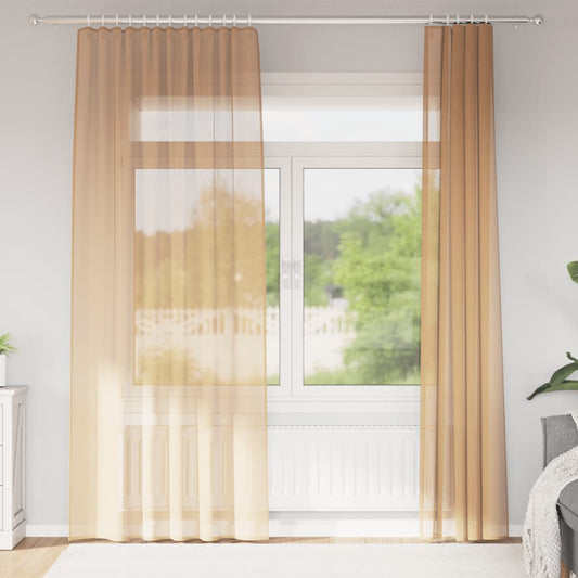 Voile Vorhänge mit Stangentaschen 2 Stk. Sandfarbe