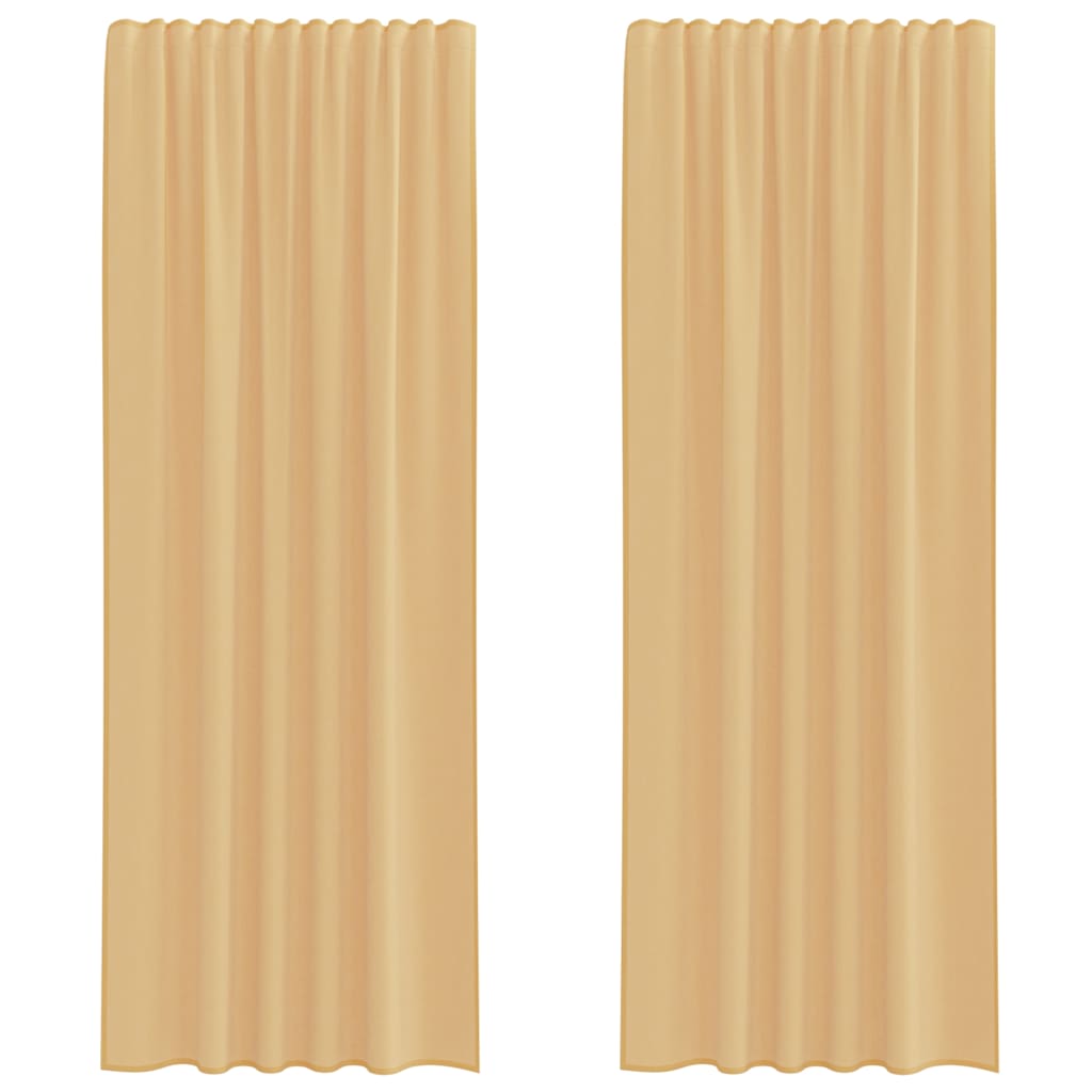 Voile Vorhänge mit Stangentaschen 2 Stk. Sandfarbe