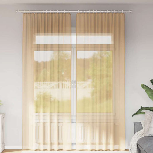 Voile Vorhänge mit Stangentaschen 2 Stk. Sandfarbe