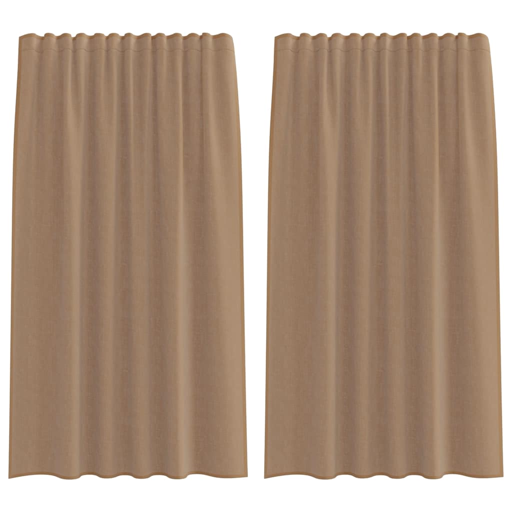 Voile Vorhänge mit Stangentaschen 2 Stk. Hellbraun