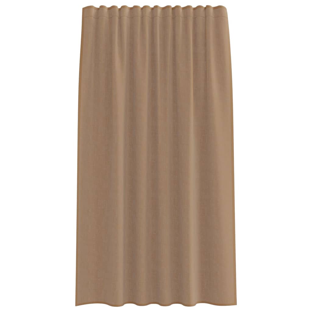 Voile Vorhänge mit Stangentaschen 2 Stk. Hellbraun