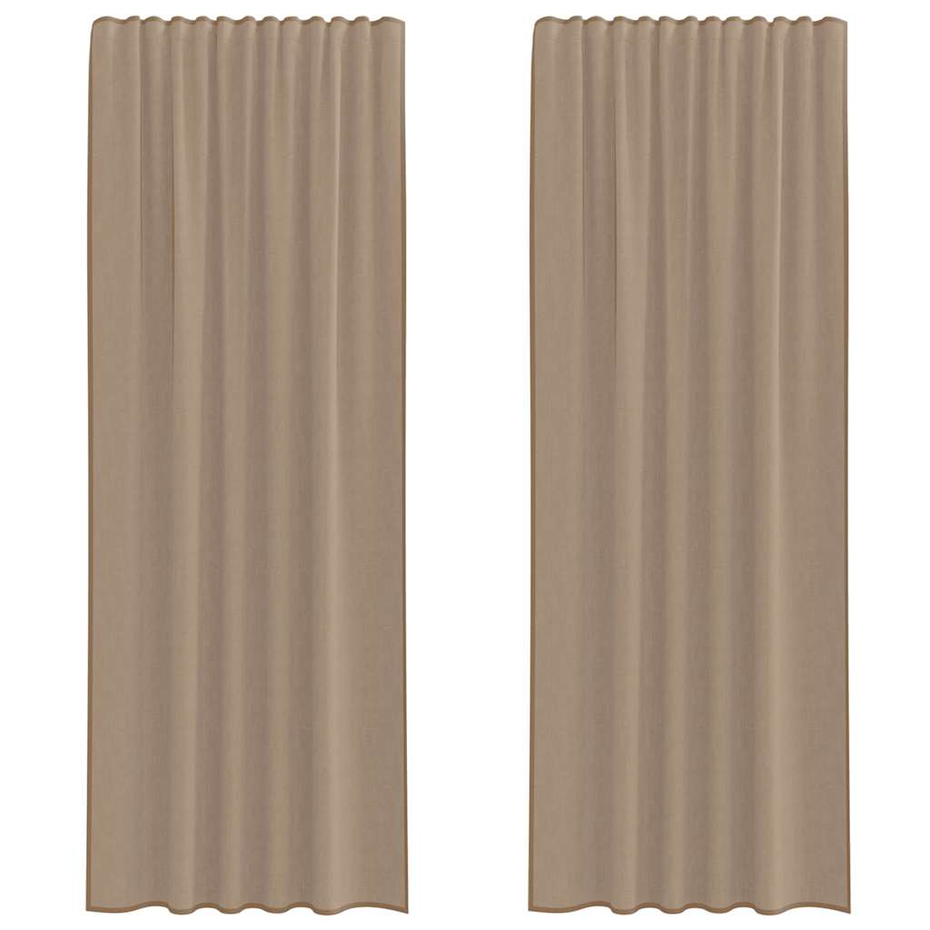 Voile Vorhänge mit Stangentaschen 2 Stk. Hellbraun