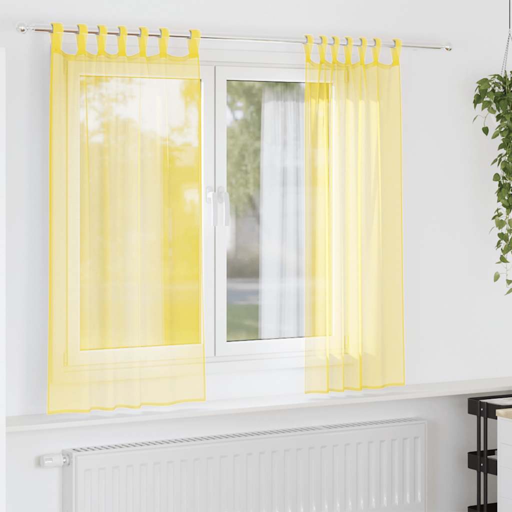Voile Vorhänge mit Stangentaschen 2 Stk. Gelb