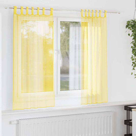 Voile Vorhänge mit Stangentaschen 2 Stk. Gelb
