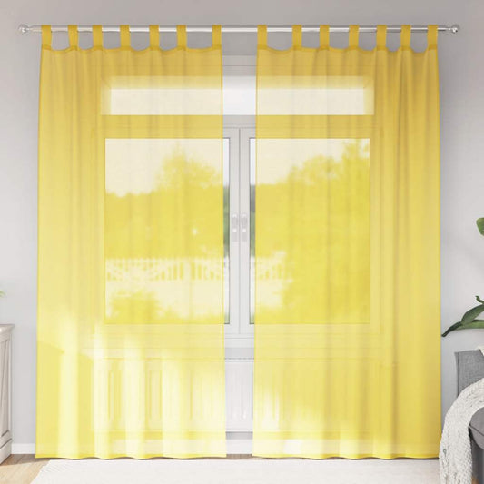 Voile Vorhänge mit Stangentaschen 2 Stk. Gelb