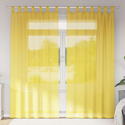 Voile Vorhänge mit Stangentaschen 2 Stk. Gelb