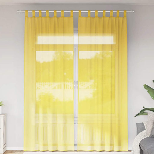 Voile Vorhänge mit Stangentaschen 2 Stk. Gelb