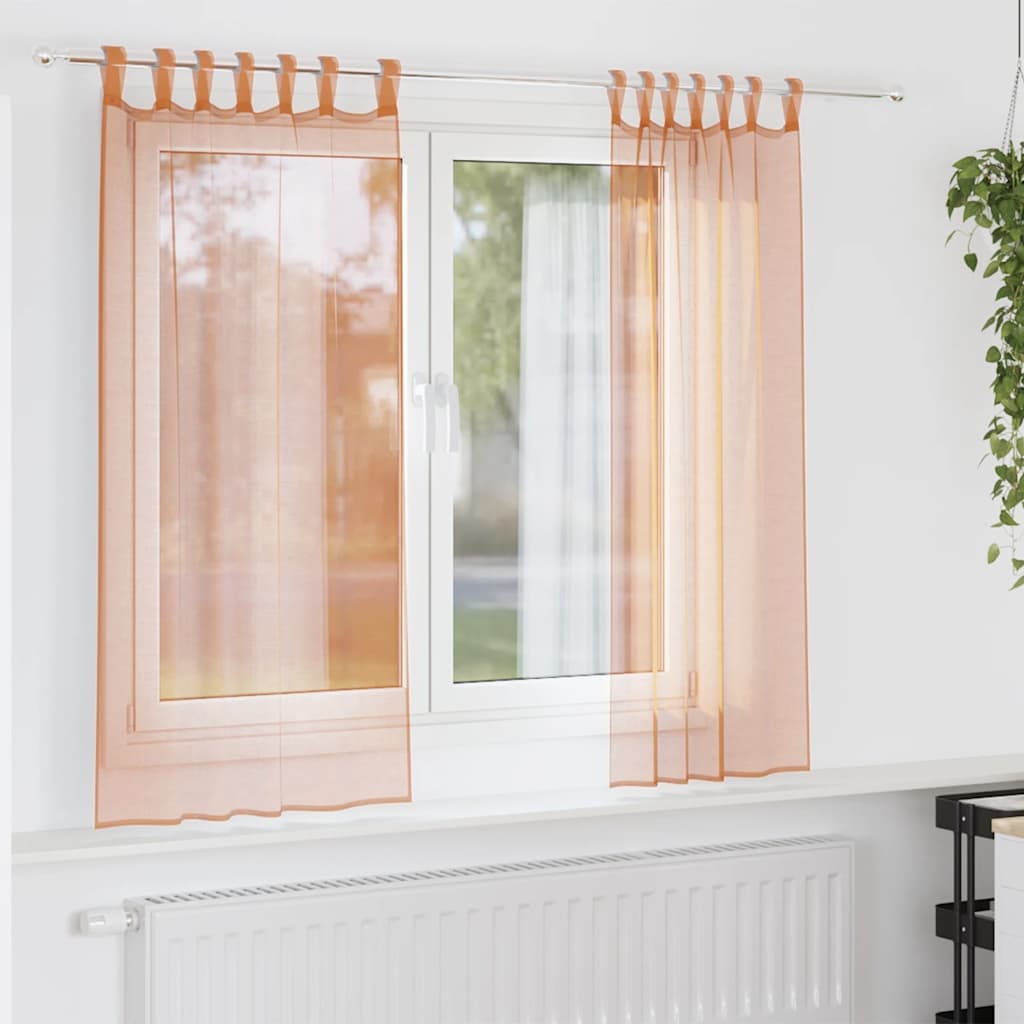 Voile Vorhänge mit Stangentaschen 2 Stk. Terrakotta