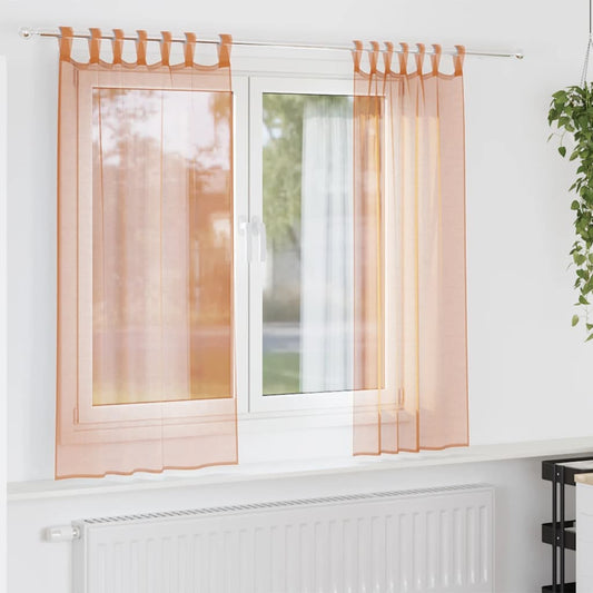 Voile Vorhänge mit Stangentaschen 2 Stk. Terrakotta