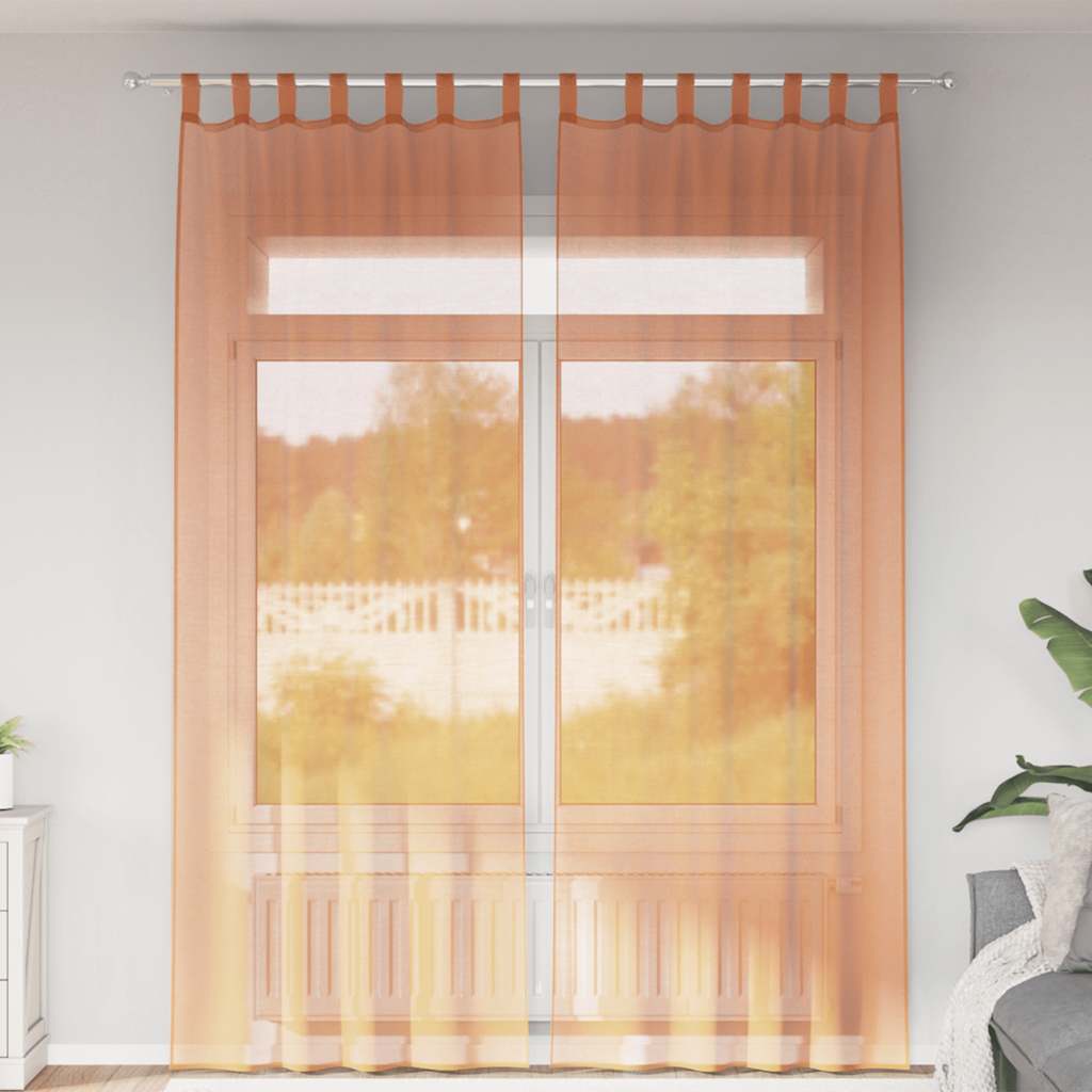 Voile Vorhänge mit Stangentaschen 2 Stk. Terrakotta