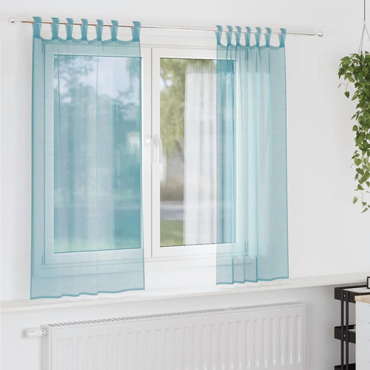 Voile Vorhänge mit Stangentaschen 2 Stk. Türkis