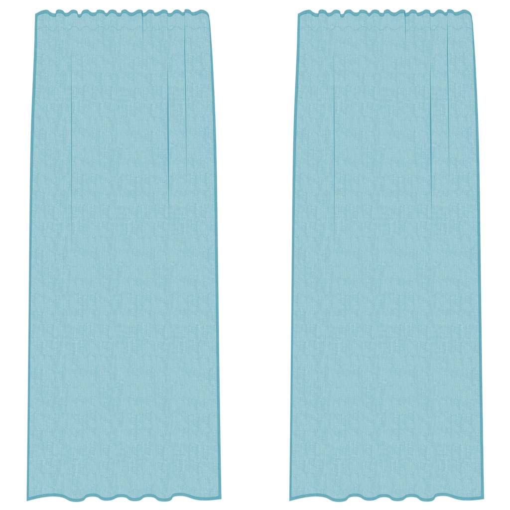 Voile Vorhänge mit Stangentaschen 2 Stk. Türkis