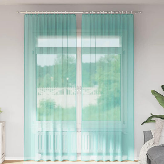 Voile Vorhänge mit Stangentaschen 2 Stk. Türkis