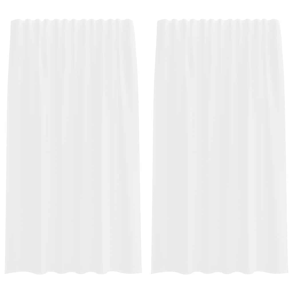 Voile Vorhänge mit Stangentaschen 2 Stk. Weiß
