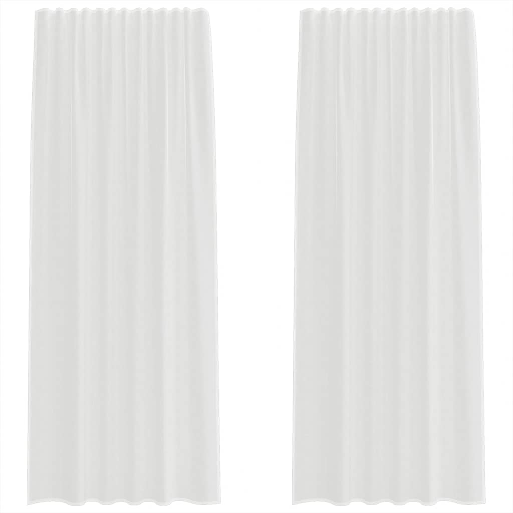 Voile Vorhänge mit Stangentaschen 2 Stk. Weiß