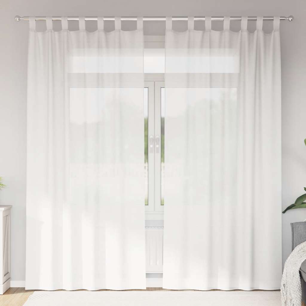Voile Vorhänge mit Stangentaschen 2 Stk. Weiß