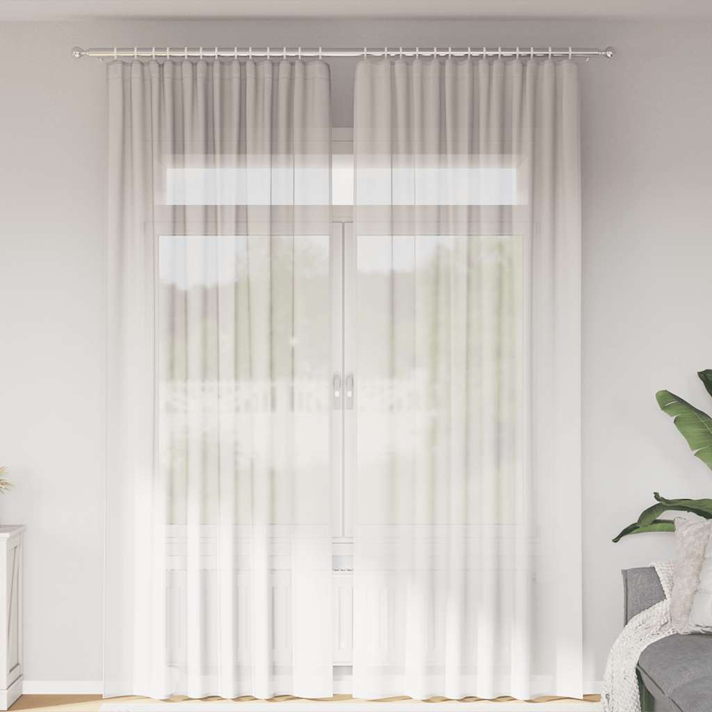 Voile Vorhänge mit Stangentaschen 2 Stk. Weiß